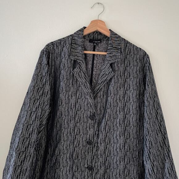 Vtg 90s SUN KIM Black White Patterned Jacquard Button Up Blazer Jacket Sz XL USA - Picture 3 of 14